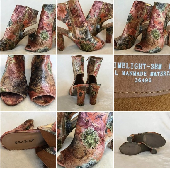 BAMBOO Floral Velvet Retro Style Boots - Picture 1 of 1